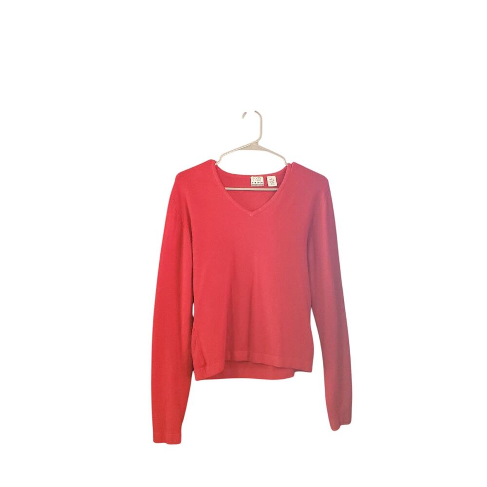 MB Designs Stretch Red V-Neck Sweater Size Large